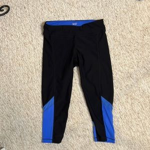 Cropped Black and Blue Leggings, Size: Small